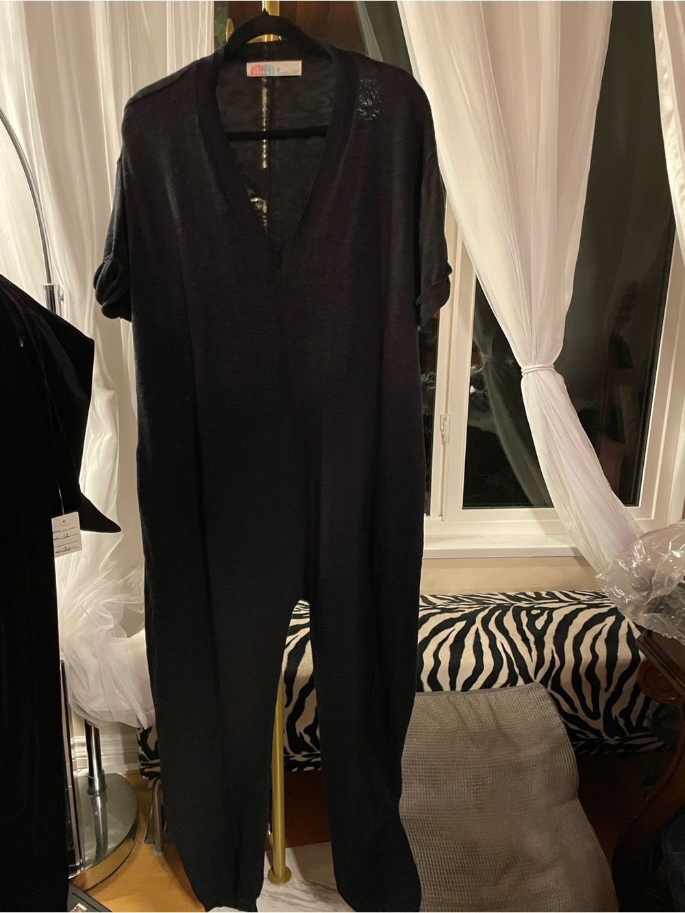 Free People Black V-Neck Jumpsuit